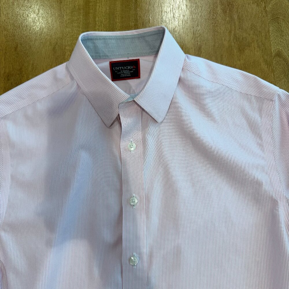 UNTUCKit Men's Pink and White Shirt